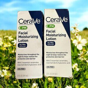 CeraVe  PM Facial Moisturizing. Lotion 3 oz per bottle bundle